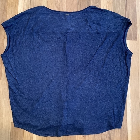 WH|BM Drop Shoulder V-Neck Short Sleeve Blouse Navy Women’s M - Picture 9 of 12
